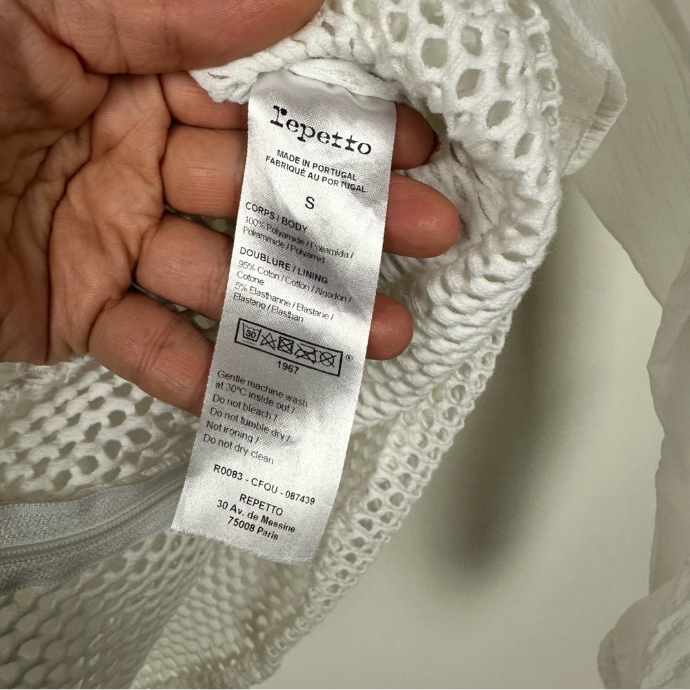 Repetto Sheer Mesh Peplum Zip Jacket White Balletcore Lightweight - Picture 12 of 13
